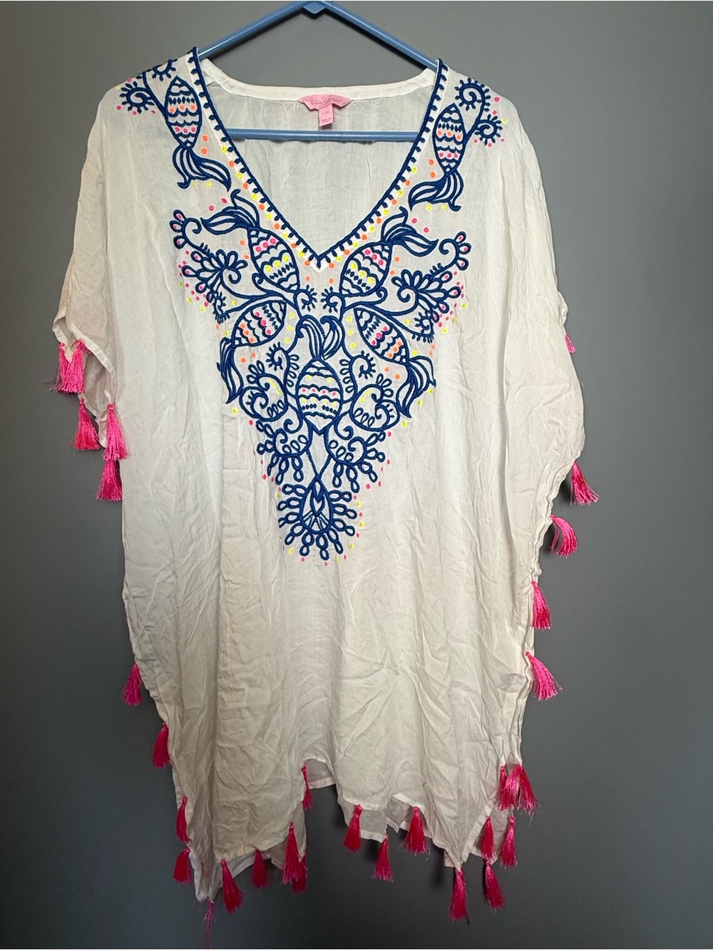 Lilly Pulitzer Talli V-Neck Cover-Up – White, Size L/XL